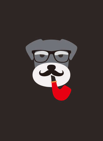 Portrait of dog, wearing glasses, Holding a pipe, like a gentleman, cool style, cosplayのイラスト素材