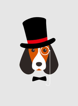Portrait of dog, wearing hat, like a gentleman, cool style, cosplayのイラスト素材