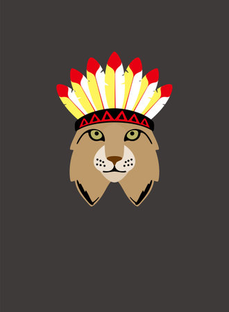 Portrait of cat, wearing hat, like an Indian, cool style, cosplayのイラスト素材