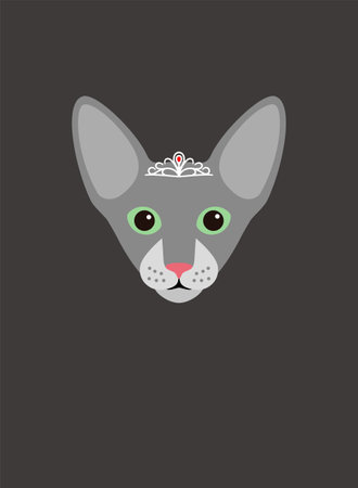 Portrait of cat, wearing a crown, like a queen, cool style, cosplayのイラスト素材