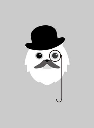 Portrait of dog, wearing hat, like a gentleman, cool style, cosplayのイラスト素材