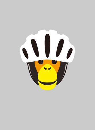 Portrait of chimpanzee, wearing bike helmet, like a cyclist, cool style, cosplayのイラスト素材