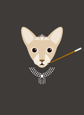 Portrait of cat, wearing a crown, like a queen, cool style, cosplayのイラスト素材