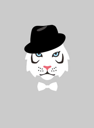 Portrait of tiger, wearing hat, like a man, cool style, cosplayのイラスト素材