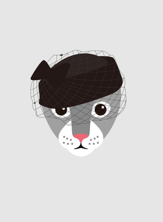 Portrait of cat, wearing something, like retro elegant lady, cool style, cosplayのイラスト素材