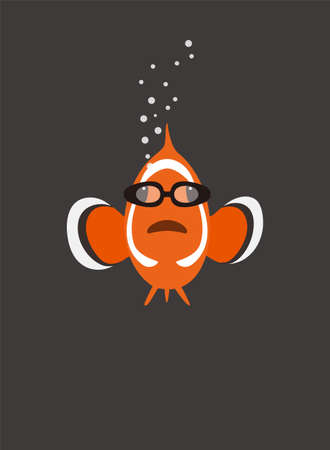 Portrait of fish, wearing Goggles, cool styleのイラスト素材