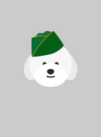 Portrait of dog, wearing soldier hat, cool styleのイラスト素材