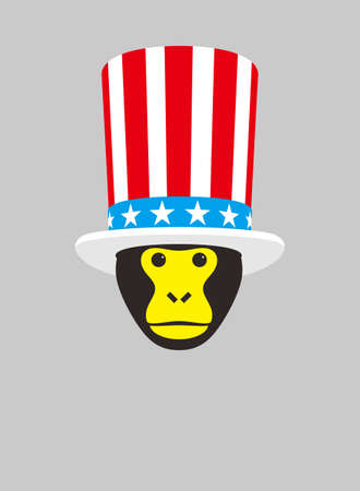 Portrait of gorilla, wearing American flap hat, like a clown, cool style, cosplayのイラスト素材