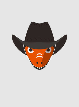 Portrait of tyrannosaurus, wearing something, like west cowboy, cool styleのイラスト素材