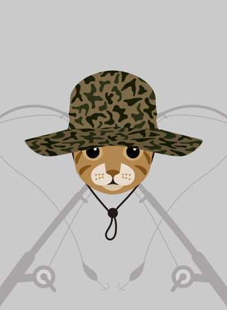 Portrait of cat, wearing hat, like an angler, cool style, cosplayのイラスト素材