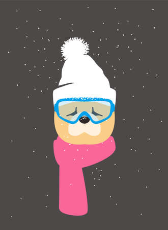 Portrait of dog, wearing something in winter like a manのイラスト素材