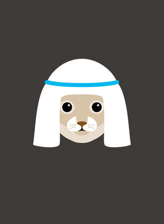 Portrait of cat, wearing traditional Arabic or muslim hat, like Arabian, cool style, cosplayのイラスト素材