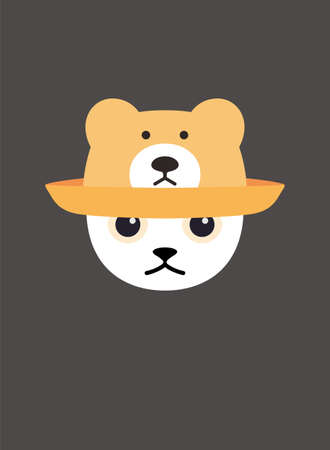 Portrait of cat, wearing bear hat, cool styleのイラスト素材