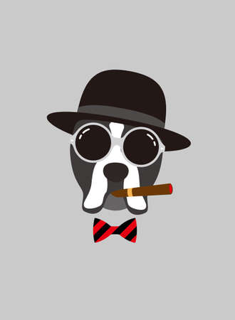 Portrait of boxer dog, wearing something, like a boss, cool styleのイラスト素材