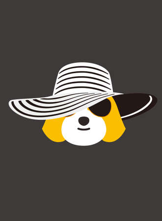 Portrait of dog, wearing sun hat, like cool girl, cosplayのイラスト素材