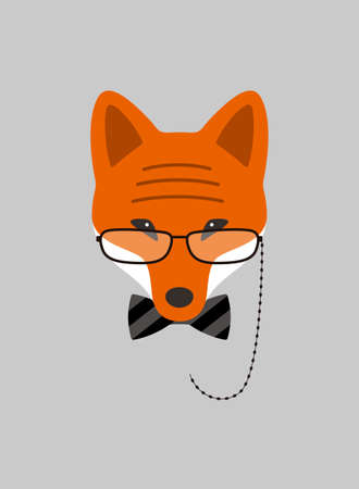Portrait of fox grandma, wearing glasses, like an old lady, cool styleのイラスト素材