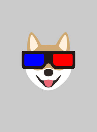 Portrait of dog, wearing VR glasses, cool style, playing gameのイラスト素材