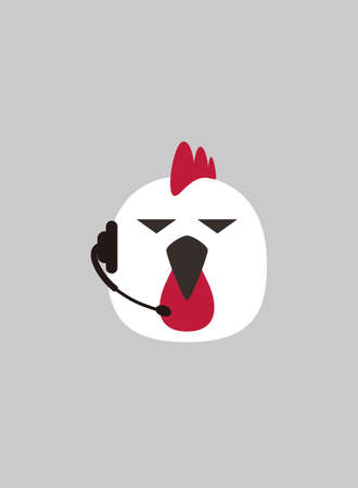 Portrait of cock, wearing headset, like a operator, cool styleのイラスト素材