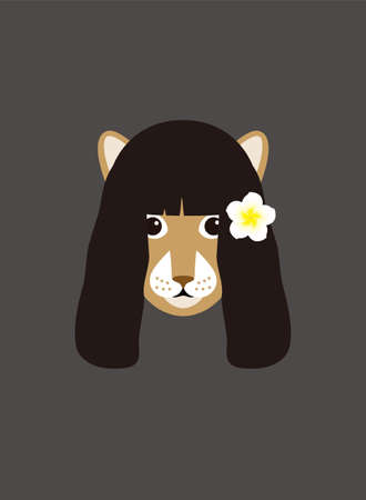 Portrait of cat, wearing flower, cool style, like a girlのイラスト素材