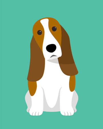Basset Hound dog is sitting waiting for the master's orderのイラスト素材