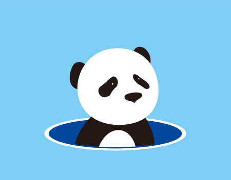 cute panda baby standing, out from the holeのイラスト素材