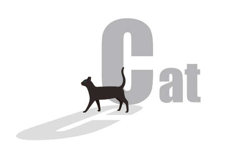 Cat walking side flat 3D icon design, vector illustrationのイラスト素材