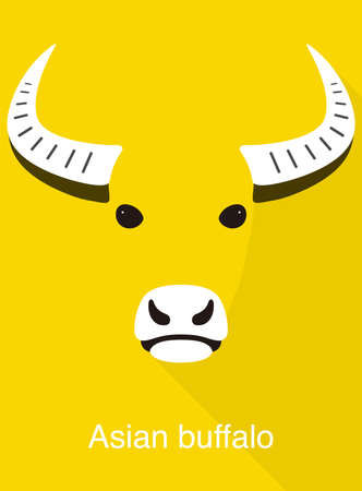 Asian buffalo face flat icon design, vector illustrationのイラスト素材