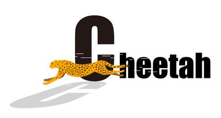 Cheetah running side flat 3D icon design, vector illustrationのイラスト素材