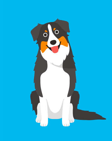 Australian Shepherd dog is sitting waiting for the master's orderのイラスト素材