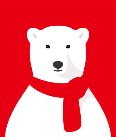 Polar bear smiling and celebrating Christmasのイラスト素材