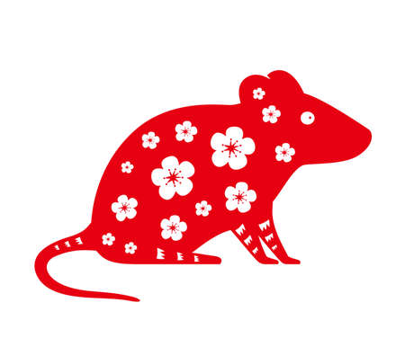 Chinese New Year of the Rat Paper cutのイラスト素材
