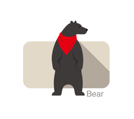 bear standing up and wearing a scarf, vector illustrationのイラスト素材