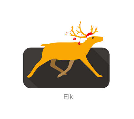 Christmas reindeer running flat design vector illustrationのイラスト素材