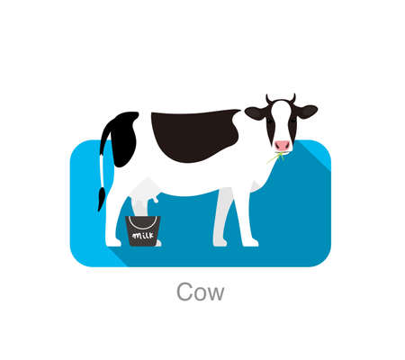 livestock, farm animal icon, cow eating grass, vector illustrationのイラスト素材