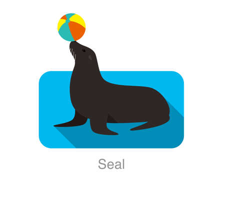 Cute seal playing the ball, vector illustrationのイラスト素材