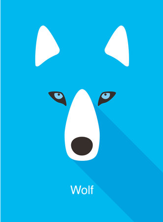 Wolf face flat icon design, vector illustration