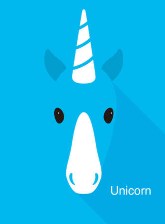 Unicorn head, unicorn face, children picture, vector cartoon characterのイラスト素材