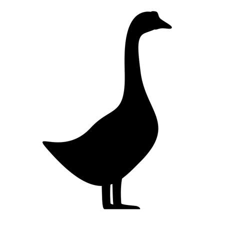 Poultry goose, farm animal black icon, vector illustrationのイラスト素材