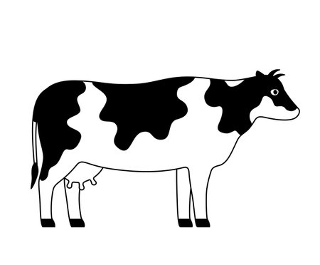 Cow, farm animal black icon, vector illustrationのイラスト素材