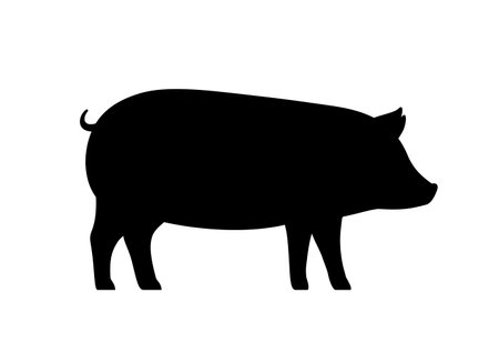 Pig, farm animal black icon, vector illustrationのイラスト素材