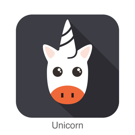 Unicorn head, unicorn face, children picture, vector cartoon characterのイラスト素材