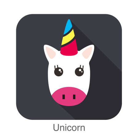 Unicorn head, unicorn face, children picture, vector cartoon characterのイラスト素材
