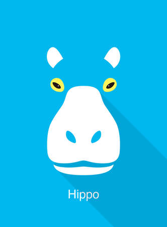 Hippo face flat icon design, vector illustrationのイラスト素材