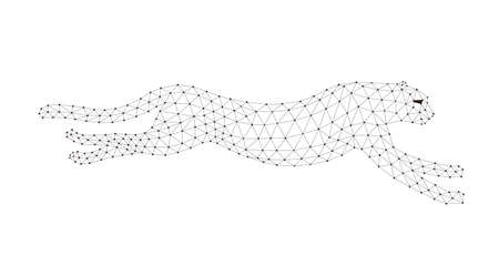 Cheetah is running, triangle mesh, vector illustrationのイラスト素材