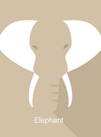 Elephant face flat icon simple design, vector illustrationのイラスト素材