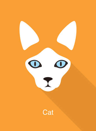 Cat cartoon face, flat animal face icon, vector illustrationのイラスト素材