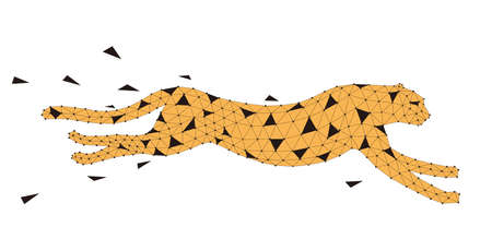 Cheetah is running, triangle mesh, vector illustrationのイラスト素材