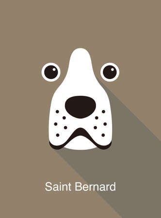 Saint Bernard dog face flat icon design, vector illustrationのイラスト素材