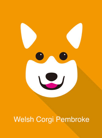 Welsh Corgi Pembroke, dog face flat icon design, vector illustrationのイラスト素材