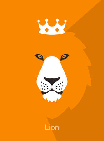 Lion cartoon face, wearing crown, like a king, vector illustrationのイラスト素材